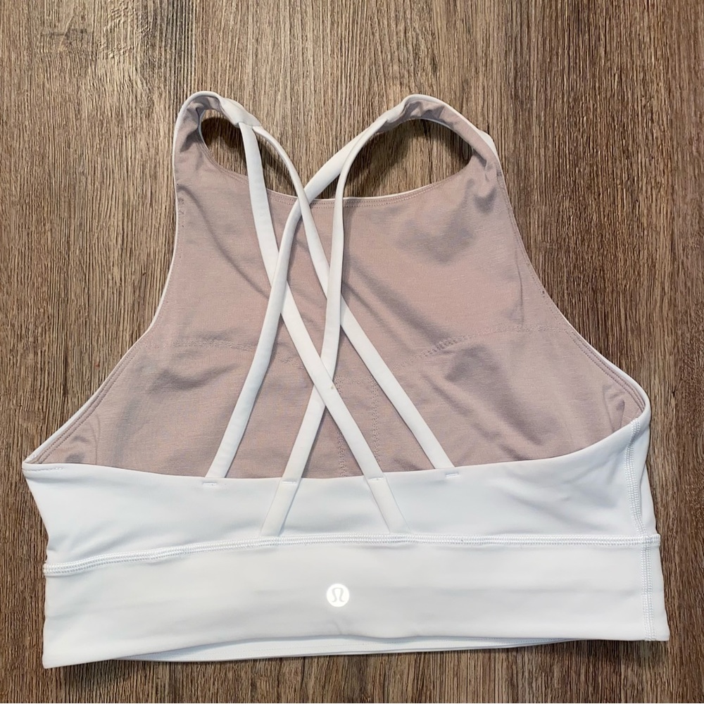 lululemon white high neck long line sports bra. Size 10